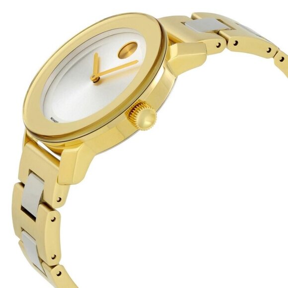NWT Authentic Movado Bold Silver Dial Yellow Gold PVD Women's Watch - Picture 2 of 4